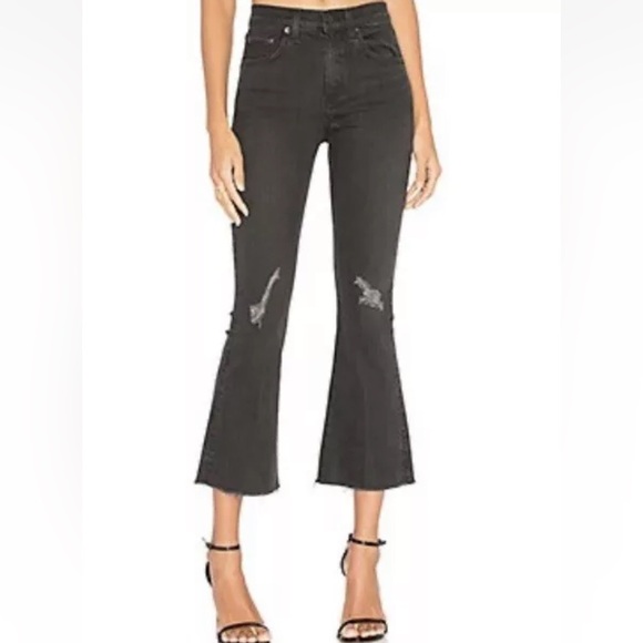 Rag & Bone Crop Flare Raw Hem Jean In Blackthorne Wash. Size 27 - Picture 1 of 8